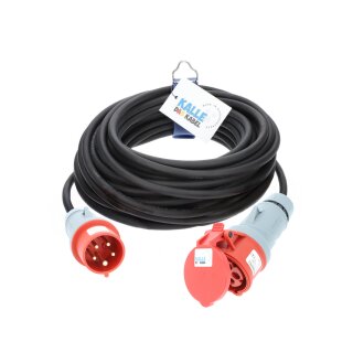 Kalle CEE Gummi-Verlängerungskabel H07RN-F 5G 1,5 mm² 10 Meter 400V 16A IP44 Starkstrom Stromkabel Baustellenkabel Industriekabel Stromverlängerung