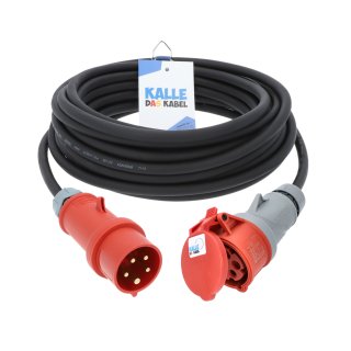 Kalle CEE Gummi-Verlängerungskabel H07RN-F 5G 1,5 mm² 20 Meter mit Phasenwender 400V 16A IP44 Starkstrom Stromkabel Baustellenkabel Industriekabel Stromverlängerung