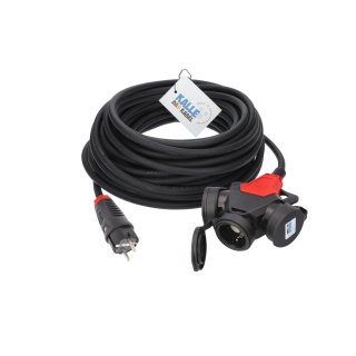 Kalle Verlängerungskabel Schuko 2,5mm² 3-Fach Kupplung IP54 15 Meter