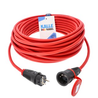 Kalle Verlängerungskabel Schuko 1,5mm² Gummi Rot IP54 20 Meter