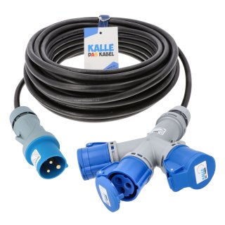 Kalle Verlängerungskabel CEE 230V 16A 2,5mm² 3-Fach Kupplung IP44 10 Meter