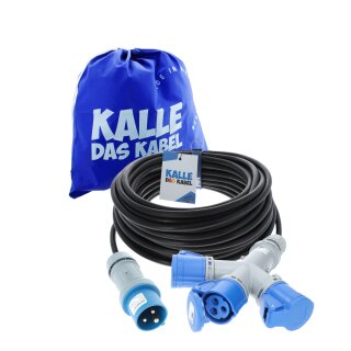 Kalle Verlängerungskabel CEE 230V 16A 2,5mm² 3-Fach Kupplung IP44 50 Meter