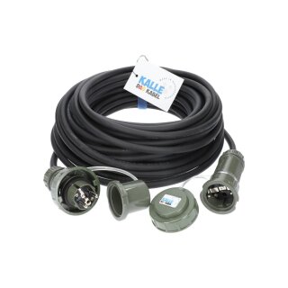 Kalle Verlängerungskabel Schuko H07RN-F 3G 2,5 mm² 16 A Aquasafe Military mit Schutzart IP68 10 Meter