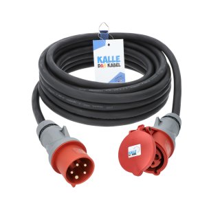 Kalle CEE Gummi-Verlängerungskabel H07RN-F 5G 4,0 mm² 20 Meter 400V 32A IP44 Starkstrom Stromkabel Baustellenkabel Industriekabel Stromverlängerung