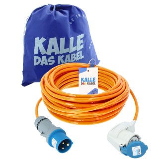 CEE Verlängerung KALLE Blue SIGNAL Winkel H07BQ-F 3G 2,5 in orangener Signalfarbe 30 Meter