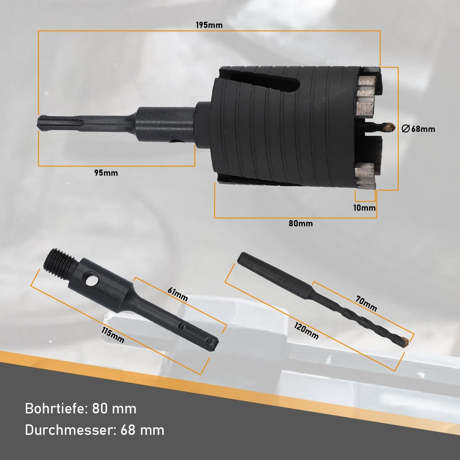 68mm Dosenbohrer Mit SDS Plus Adapter – 600mm Dos Produktbild-Vorschau 4