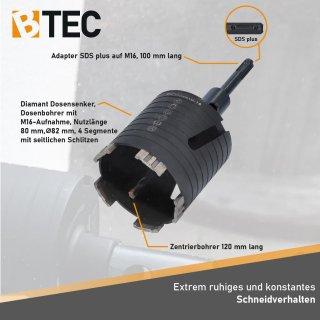 BTEC Diamant Dosensenker 82mm - M16 Aufnahme, 80mm  Produktbild-Vorschau 4