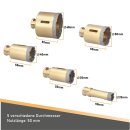 Diamantbohrkronen Set Winkelschleifer M14 Aufnahme Fliesenbohrkrone 20, 35, 40, 50 und 68mm