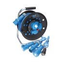 KALLE DAS KABEL Campingkabeltrommel CEE H07RN-F 3G 2,5 mm² 230V 16A Extreme Blau IP44 25 Meter im Set mit Anschlussleitung 1,5 Meter + Adapterleitung 1,5 Meter