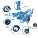 KALLE DAS KABEL Campingkabeltrommel CEE H07RN-F 3G 2,5 mm² 230V 16A Extreme Blau IP44 25 Meter im Set mit Anschlussleitung 1,5 Meter + Adapterleitung 1,5 Meter