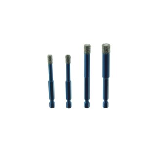 Diamant-Bohrkronen SET Ø 6-8-10 mm mit SPEZIAL-Kühlkern mit BIT-Aufnahme für Akkuschrauber und Bohrmaschinen