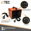 BTEC Keramik Elektroheizer 3 kW, Heizl&uuml;fter, Bauheizer, Frostw&auml;chter