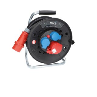 Kalle CEE Kabeltrommel 20 Meter H07RN-F 5G 2,5 mm² 400V 16A Schutzart IP44 mit 2x Schuko Steckdose 1x CEE Steckdose 400V 16A