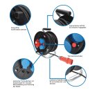 Kalle CEE Kabeltrommel 20 Meter H07RN-F 5G 2,5 mm² 400V 16A Schutzart IP44 mit 2x Schuko Steckdose 1x CEE Steckdose 400V 16A