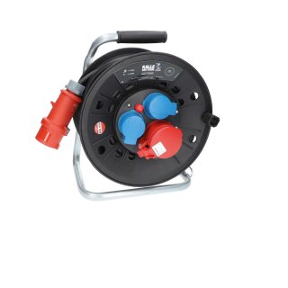 Kalle CEE Kabeltrommel 25 Meter H07RN-F 5G 1,5 mm² 400V 16A Schutzart IP44 mit 2x Schuko Steckdose 1x CEE Steckdose 400V 16A