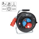 Kalle CEE Kabeltrommel 25 Meter H07RN-F 5G 1,5 mm² 400V 16A Schutzart IP44 mit 2x Schuko Steckdose 1x CEE Steckdose 400V 16A