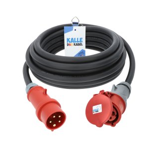 Kalle CEE Gummi-Verlängerungskabel H07RN-F 5G 6,0 mm² 40 Meter mit Phasenwender 400V 32A IP44 Starkstrom Stromkabel Baustellenkabel Industriekabel Stromverlängerung