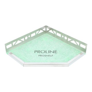 PROSHELF D befliesbare Duschablage mit PRODECOR Q Edelstahl V2A GLÄNZEND Höhe 10 mm 200x140 mm Eckregal Duschregal