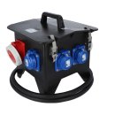 Mobiler Vollgummi-Stromverteiler SPITZ Model 10 - Anschlussleitung H07RN-F 2 Meter 5G 6,0 mm² 400V 32A auf 1x CEE 32A 2x CEE 16A 3x SCHUKO 16A 1x FI 63A/4,0/0,03A Schutzklasse IP67/IP54