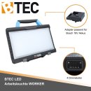 BTEC Worker Multi Akku 50 Watt Arbeitsleuchte IP54 LED Baustrahler Arbeitslampe Bauleuchte Werkstattlampe Baustellenlampe LED mit Adapter passend für Bosch18V Akkus - OHNE AKKU