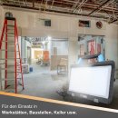 BTEC Worker Multi Akku 50 Watt Arbeitsleuchte IP54 LED Baustrahler Arbeitslampe Bauleuchte Werkstattlampe Baustellenlampe LED mit Adapter passend für Bosch18V Akkus - OHNE AKKU