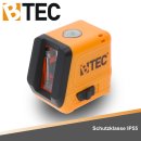 BTEC Kreuzlinienlaser grün 15 m, selbstnivellierend, IP55 – Linienlaser für Innenausbau, Fliesen & Boden mit 1/4" Stativgewinde, inkl. Tasche & 2x AA-Batterien