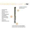 Diamant Bohrkrone 6-Kant Ø 6 mm Keramik Nassschnitt Fliesenbohrer Glasfliese