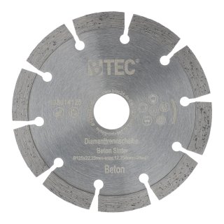 Diamanttrennscheibe Beton Sinter Ø 125 mm Bohrung 22,22 mm