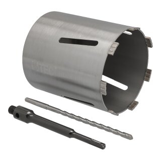 Diamant Bohrkrone Nutzlänge 180 mm Ø 162 mm SDS plus Adapter lang mit Zentrierbohrer