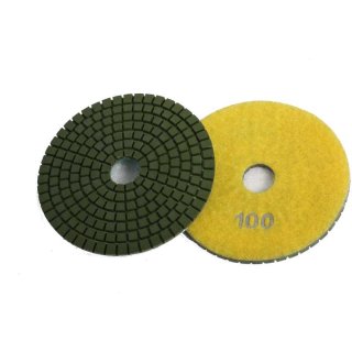 Nass-Schleifpad mit Klettverschluss K 100 / gelb / kratzfreier Basis-Schliff 100 mm