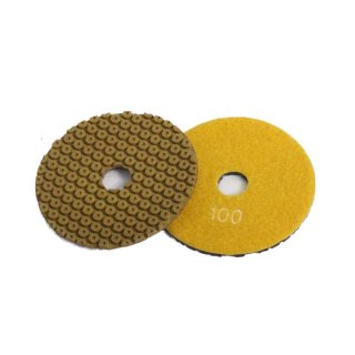 Trocken-Nass-Schleifpad 100 mm mit Klettverschluss K 100 / gelb / Kratzfreier Basis-Schliff