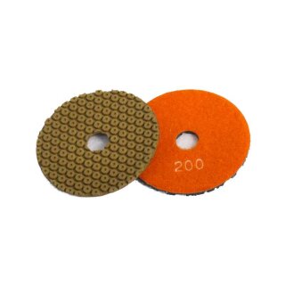 Trocken-Nass-Schleifpad 100 mm mit Klettverschluss K 200 / orange / Kratzfreier Basis-Schliff