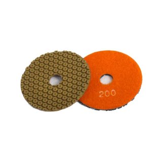 Trocken-Nass-Schleifpad 100 mm mit Klettverschluss K 200 / orange / Kratzfreier Basis-Schliff